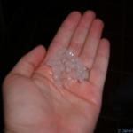 A blurry pic of small hail - up to pea size.