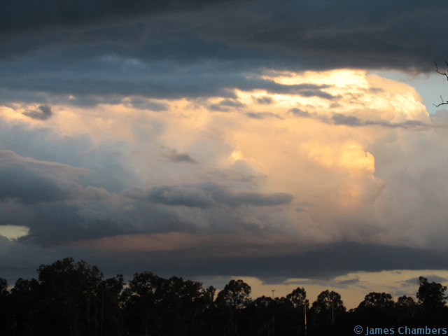 A developing storm that later gave small hail in the Jimboomba area.