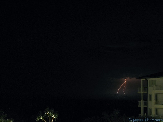 Lightning now way off the coast