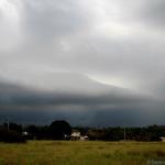 Weak gust front approaching. You can see some light smoke from a nearby fire in the photo.