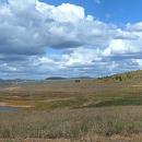 Several photos stitched together showing the new spillway - built for holding in flood waters. Not "used" yet.