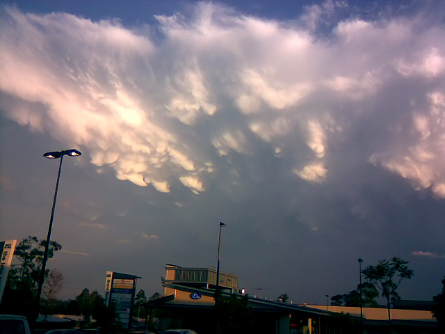 Image from phone. Beautiful crispy mammatus approaching Forest Lake.