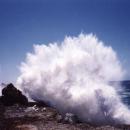 Surf breaking over the Coffs Harbour breakwater