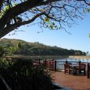 The deck on the beach side of the bar