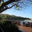 The deck on the beach side of the bar