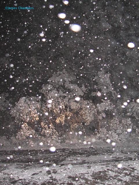 When we were up there, it constantly snowed. I'd say it would have snowed there from about 7pm to sunrise the next day!