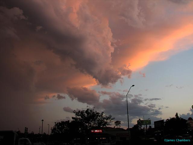 The storm at sunset showing an updraft base in the Browns Plains area