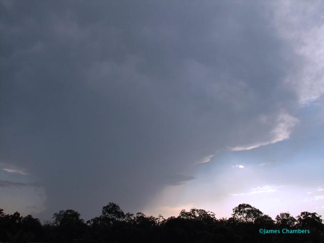 Looking west towards Ipswich at a struggling storm