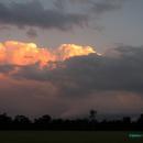 The supercell heads off the coast; looking quite nice at sunset