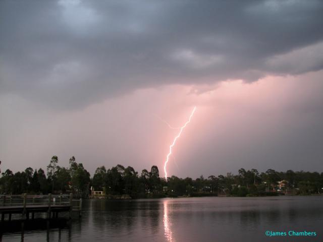 5.36pm: Later a band of storms developed giving some nice CG lightning.