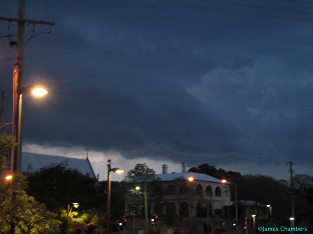 A shelf cloud comes into view.