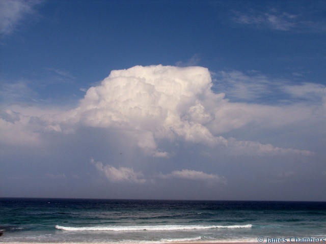 The Kingscliff supercell now out to sea, and weakening quickly
