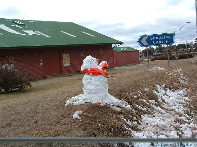 A rather sad melting snowman in Guyra