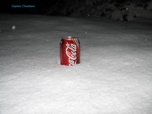 Just getting the coke cold :) Also it was to show the snow depth at the time - in an area about 1200m.