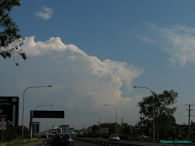 2.48pm: A storm with rock-hard updrafts going up east of Boonah.